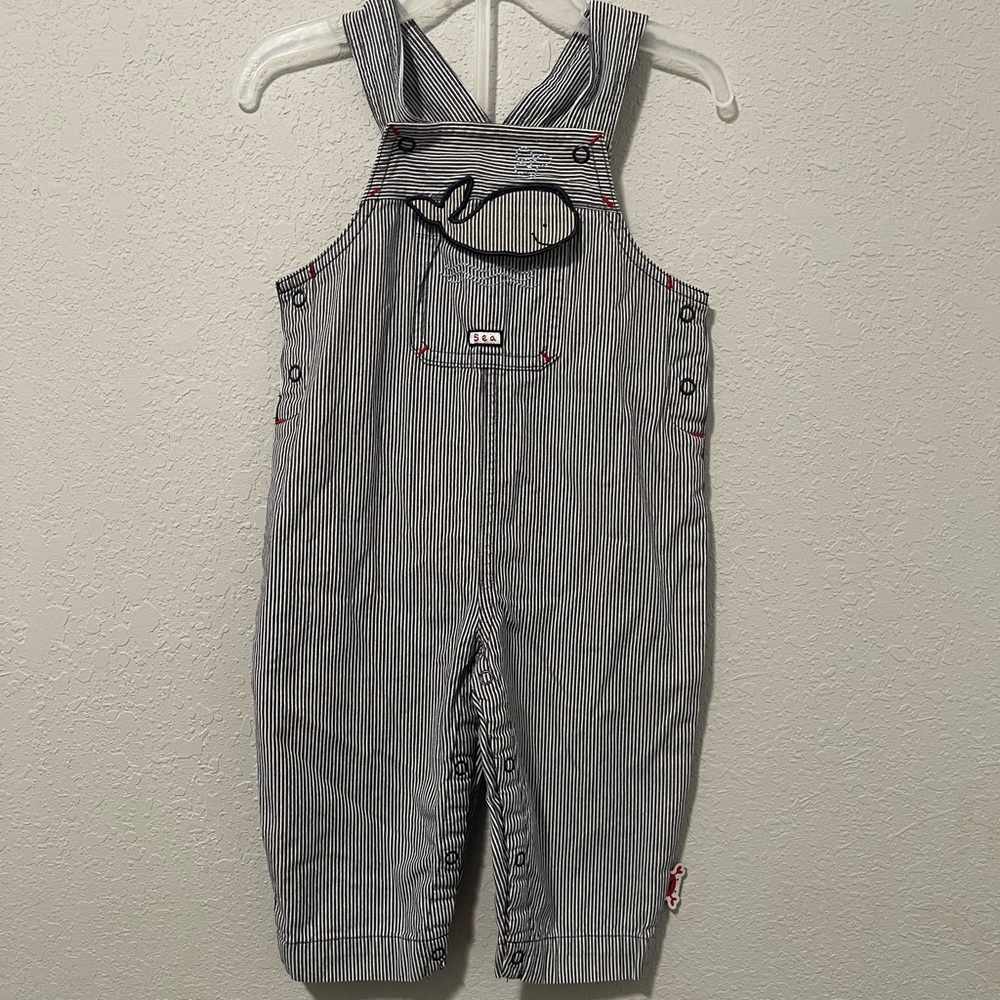 Gymboree 6-12 Months Whale Pinstripe Overalls